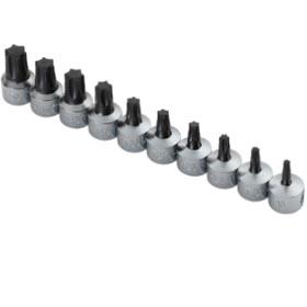 Juego de 10 vasos de perfil bajo con punta Torx, 1/4" DR., dos colores (T10-T50)